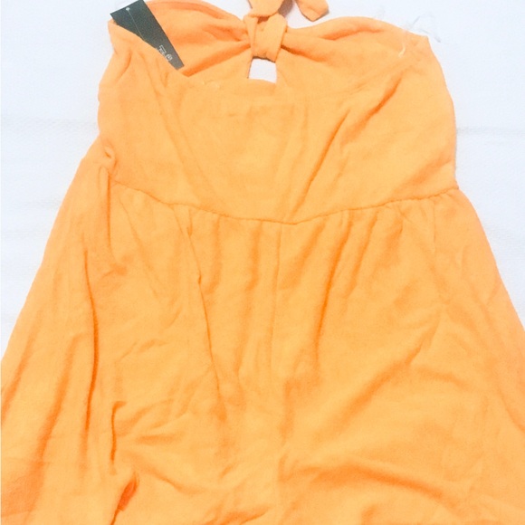 NWT "WILD FABLE" ORANGE TERRY CLOTH ROMPER HALTER NECK SWIM COVER UP SZ: M - Picture 4 of 9